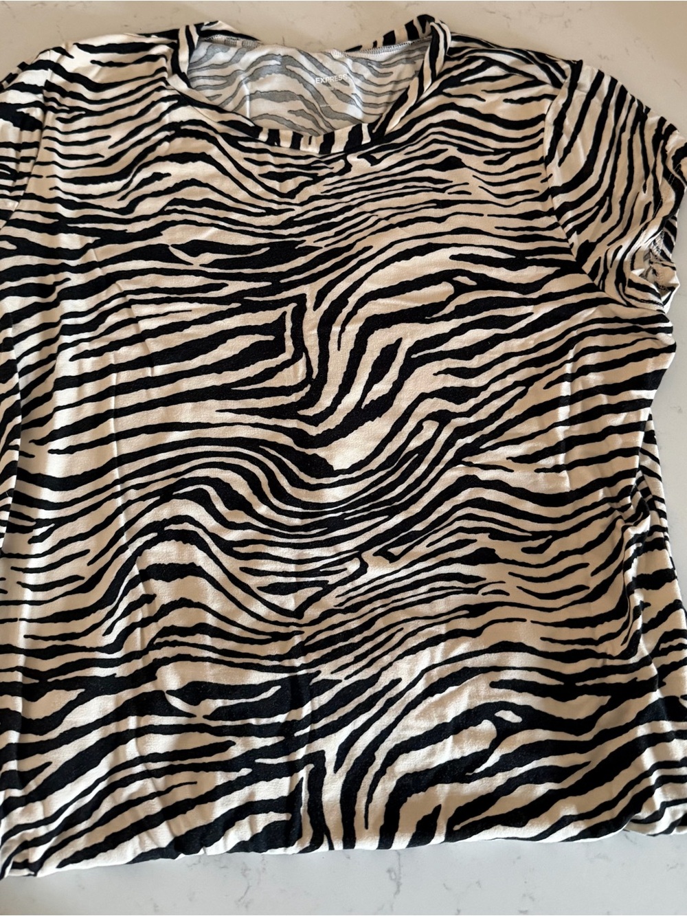 Express Black and Cream Zebra Print Short Sleeve Tee